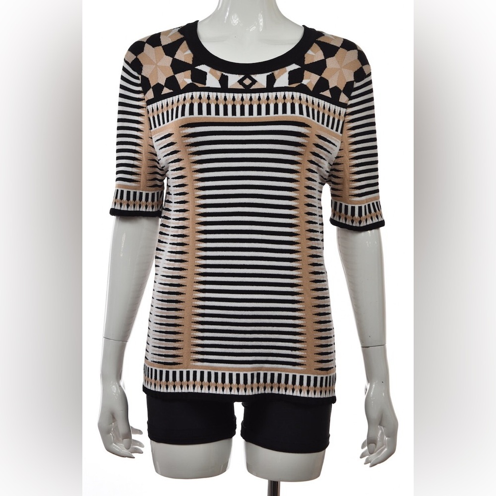 Ronny Kobo women’s knit short‎ sleeve sweater tribal Medium